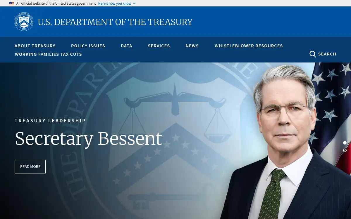 www.treasury.gov screenshot