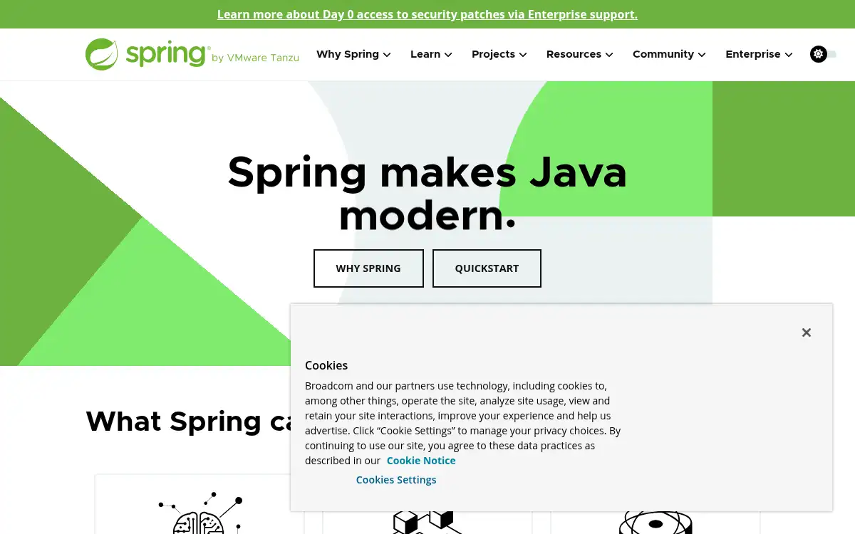 www.spring.io screenshot