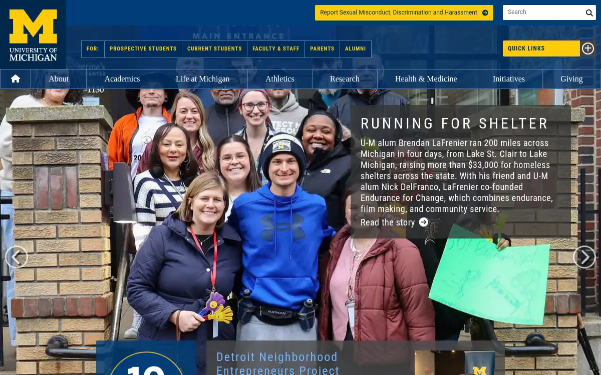 www.umich.edu screenshot