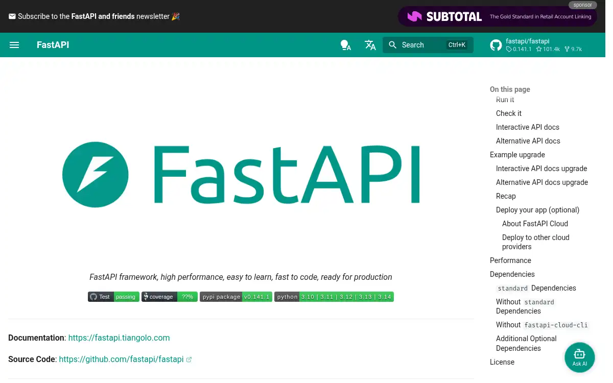 fastapi.tiangolo.com screenshot