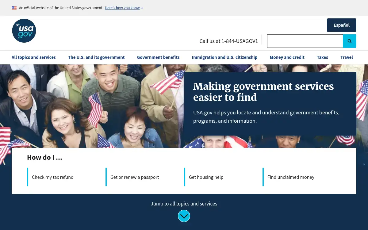 www.usa.gov screenshot