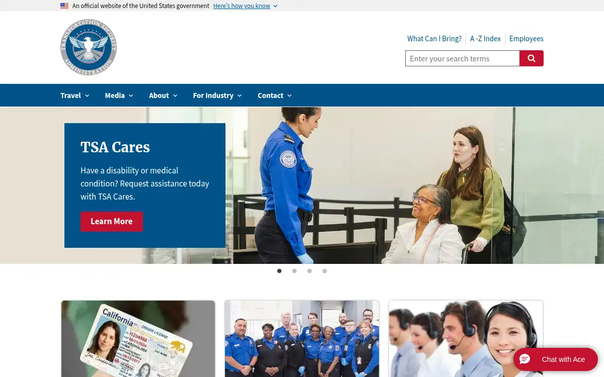 www.tsa.gov screenshot