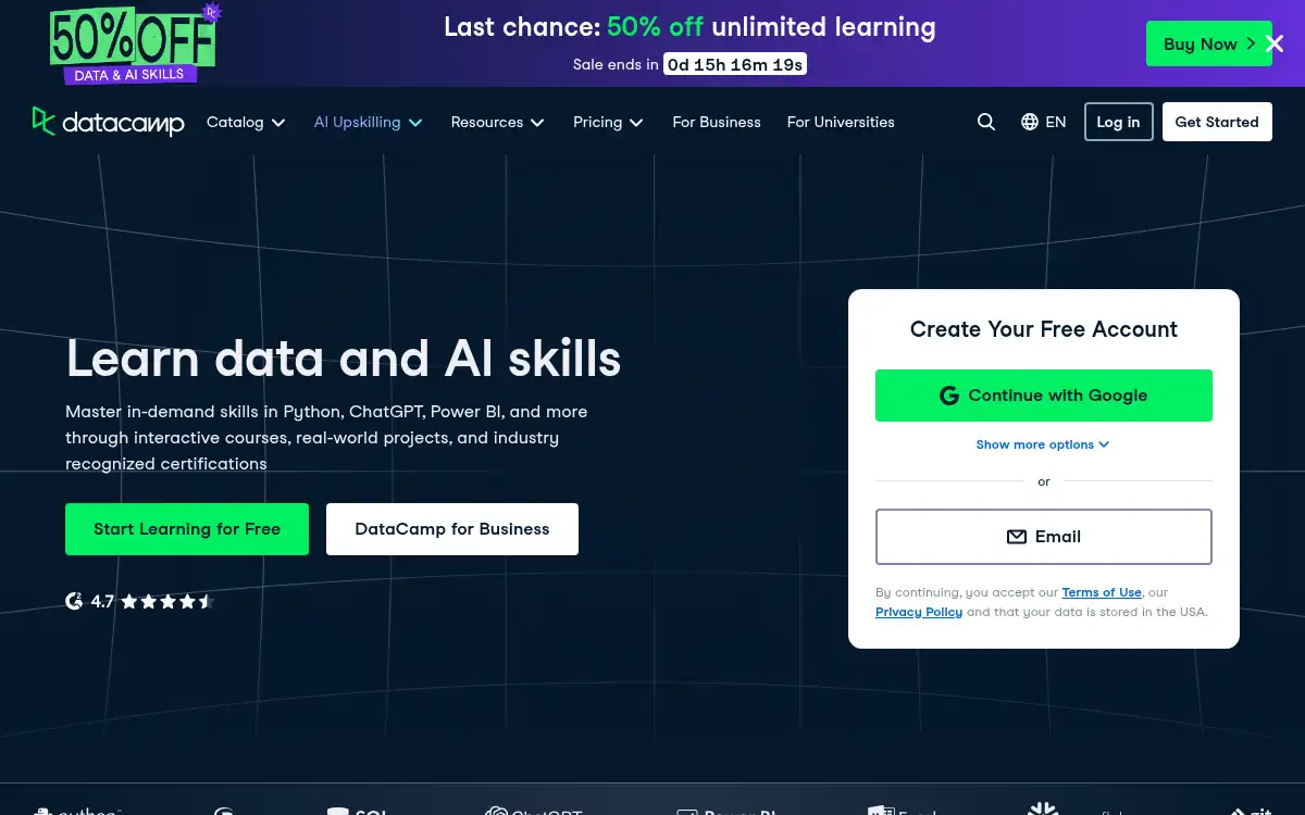 www.datacamp.com screenshot