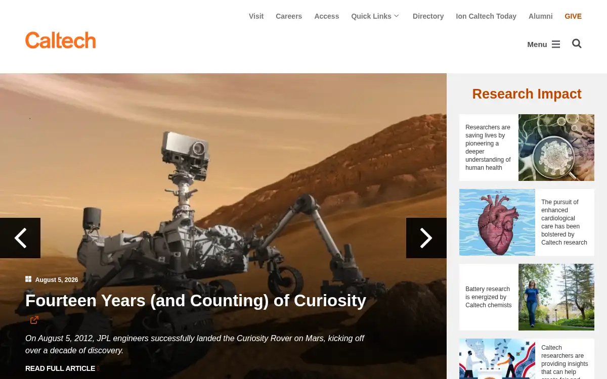 www.caltech.edu screenshot