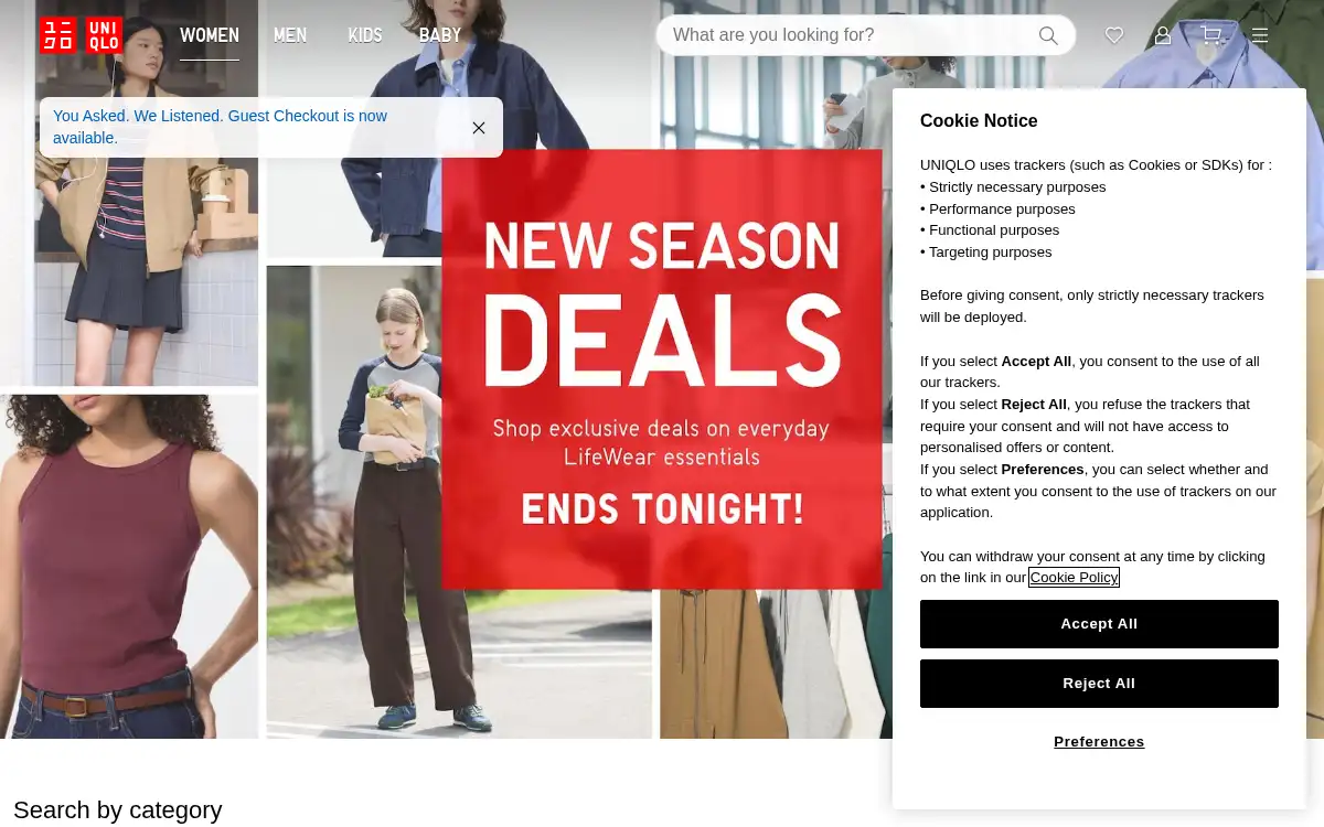 www.uniqlo.com screenshot
