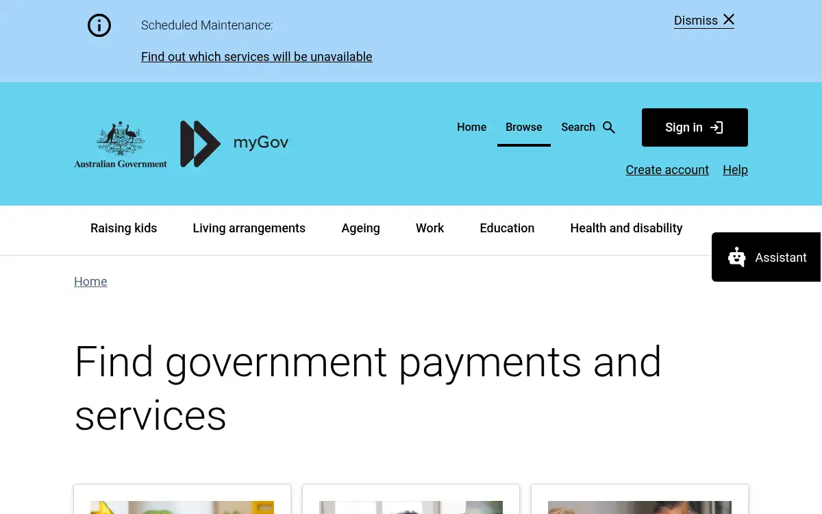 australia.gov.au screenshot