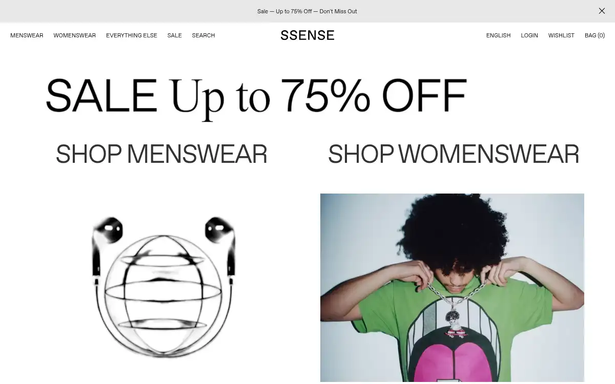www.ssense.com screenshot