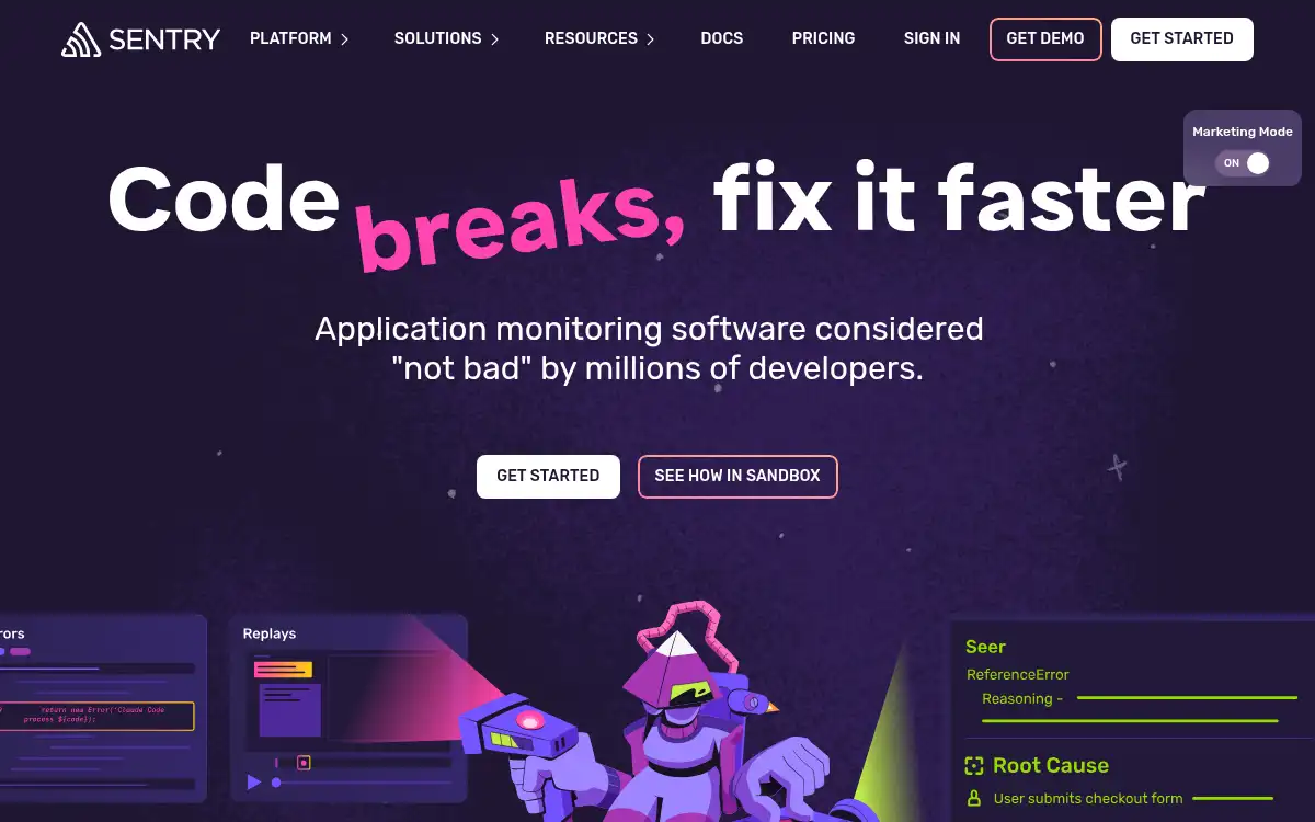 www.sentry.io screenshot