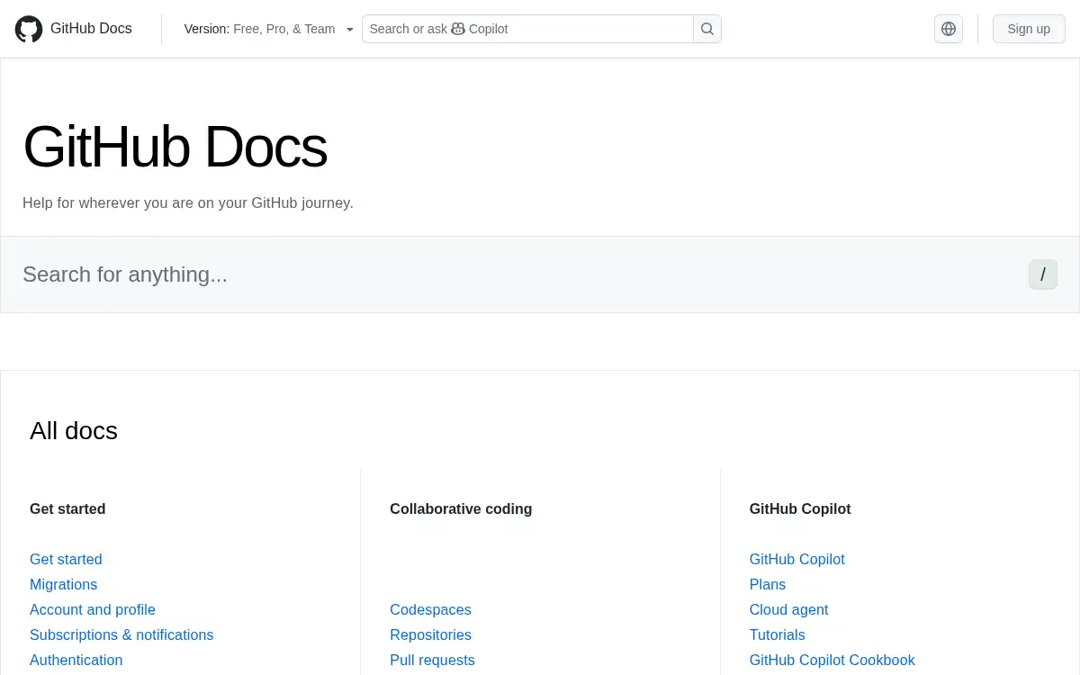 docs.github.com screenshot