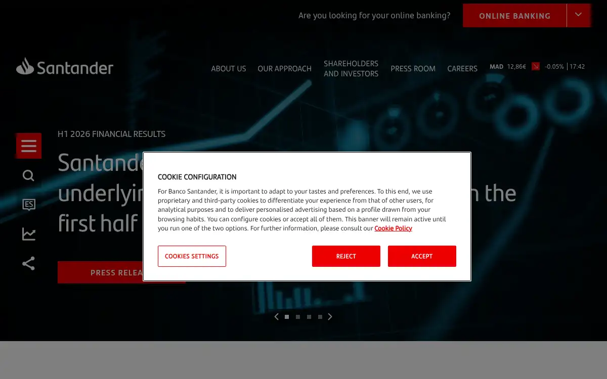 www.santander.com screenshot