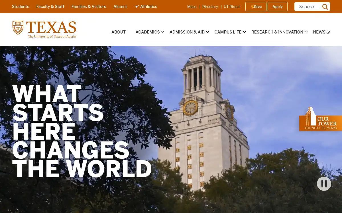 www.utexas.edu screenshot