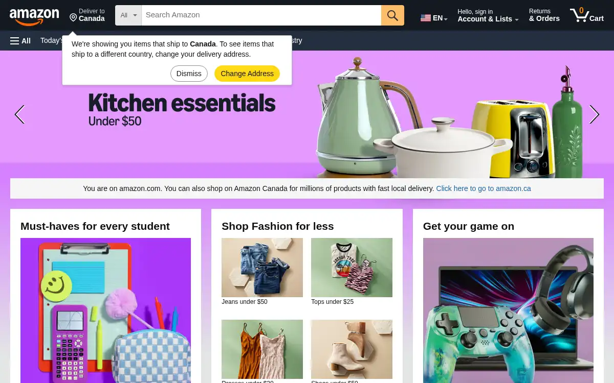 www.amazon.com screenshot