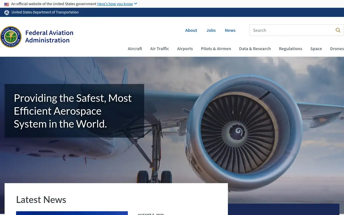 www.faa.gov screenshot