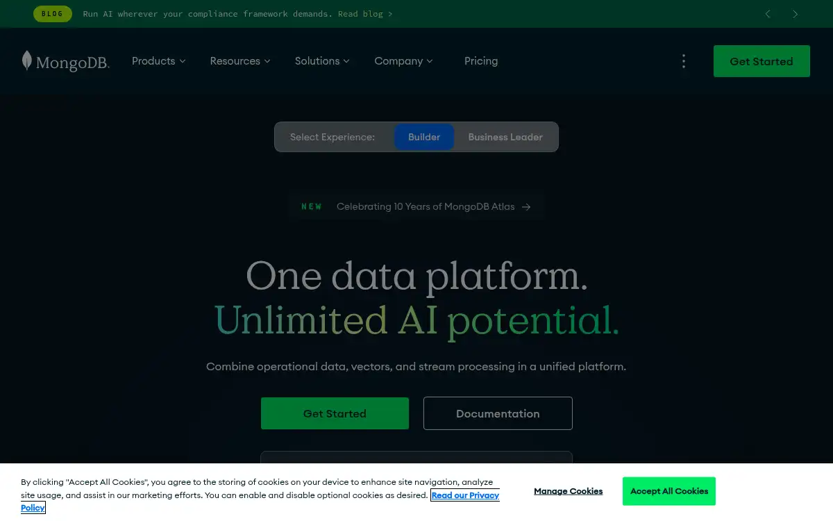 www.mongodb.com screenshot
