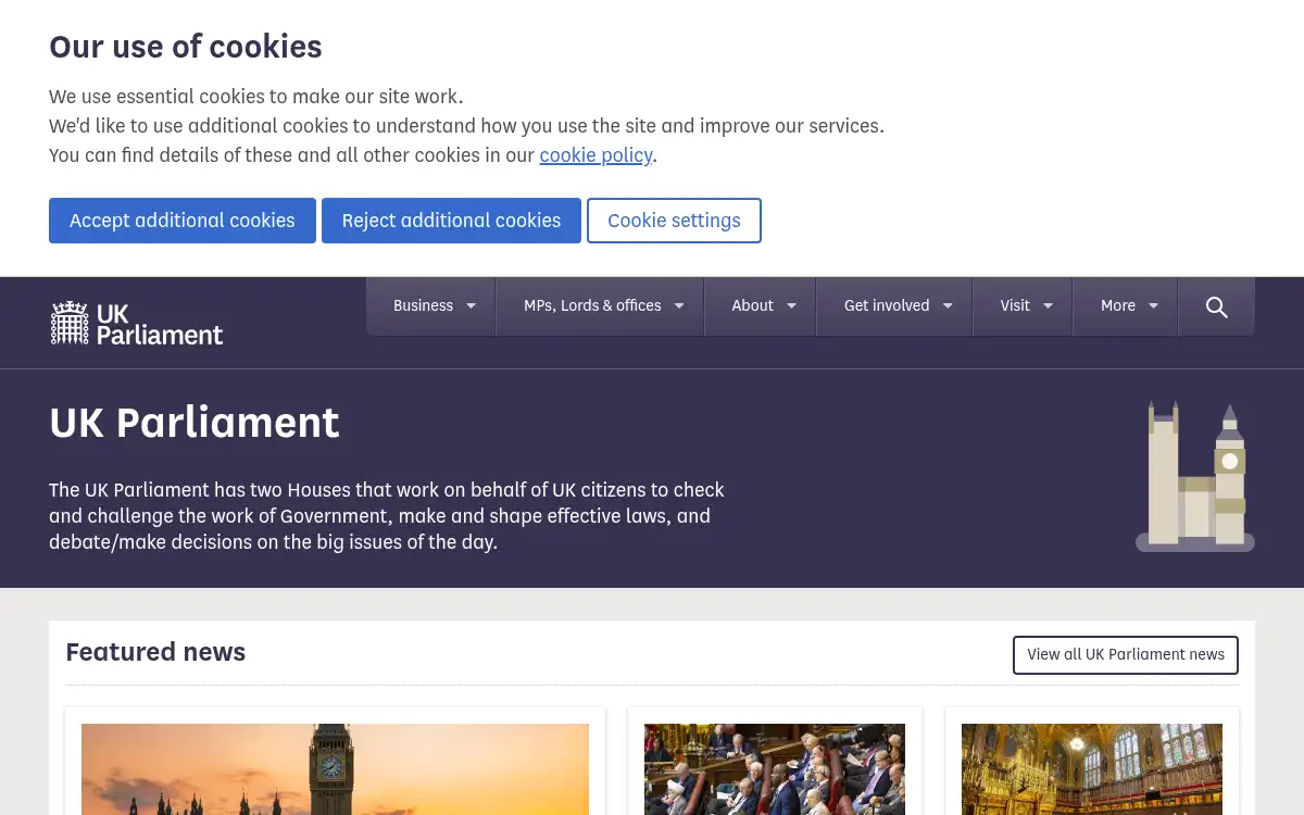 www.parliament.uk screenshot