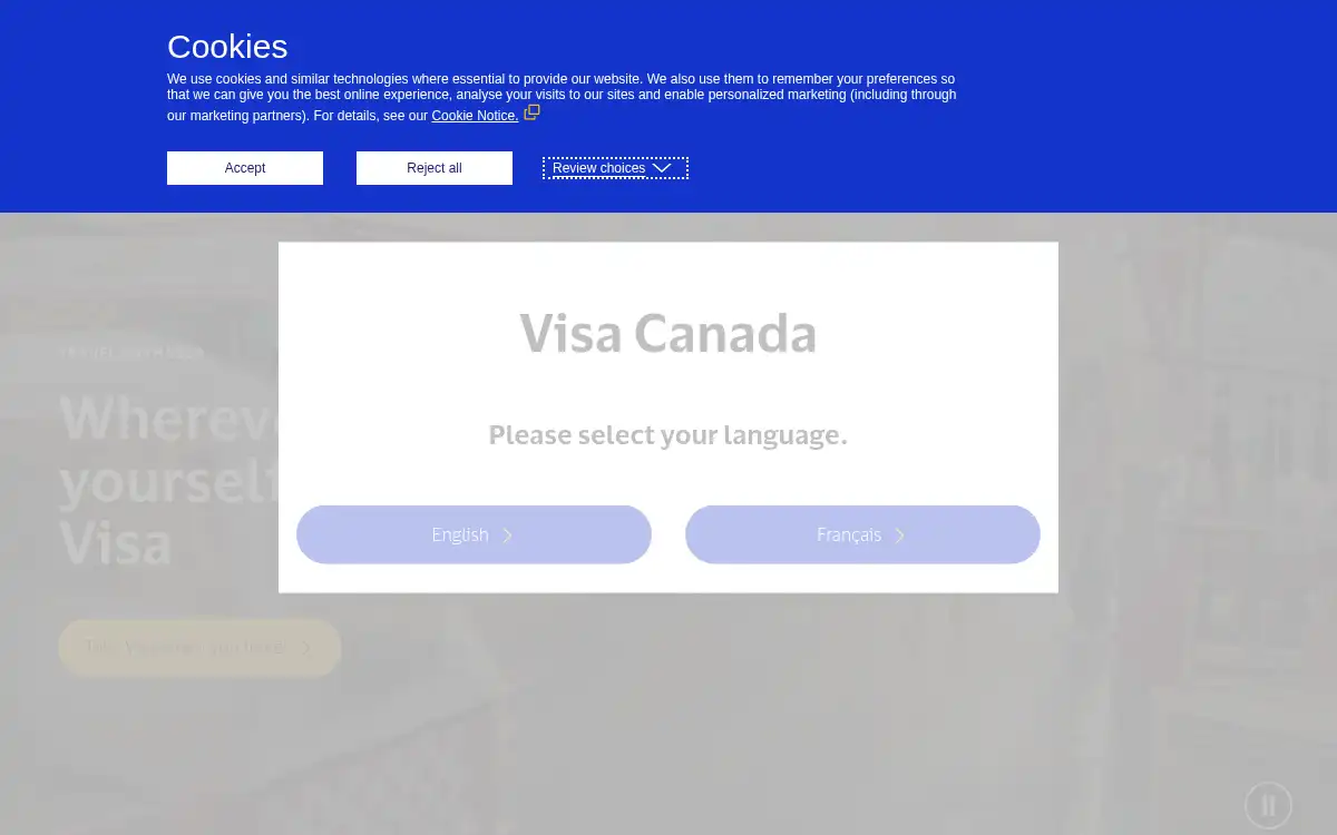 Final screenshot of https://www.visa.com