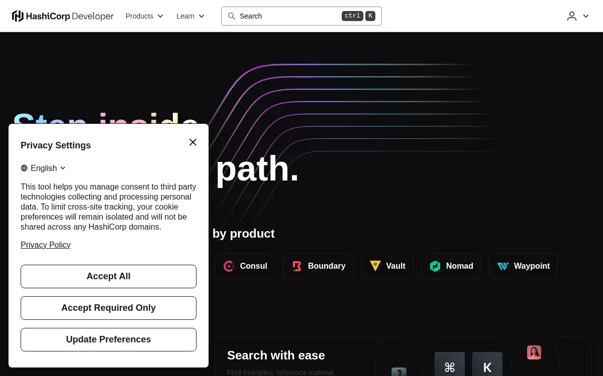 Final screenshot of https://developer.hashicorp.com