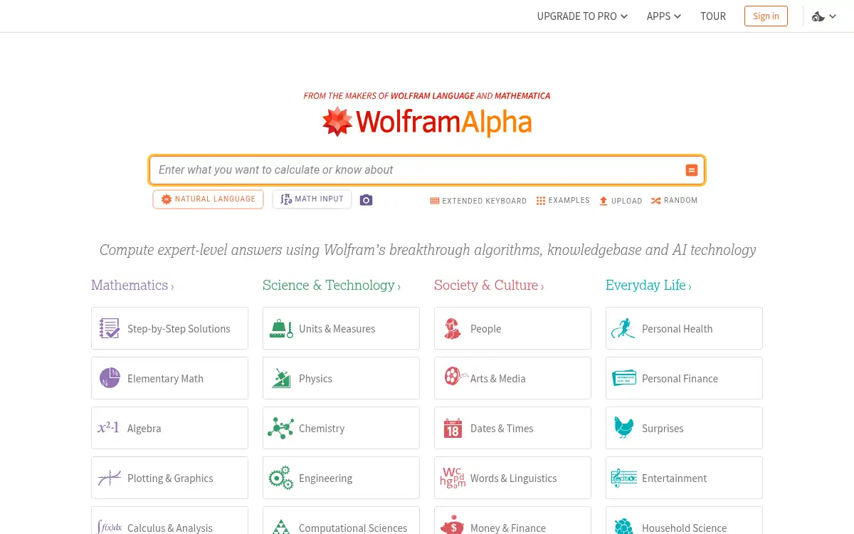 www.wolframalpha.com screenshot