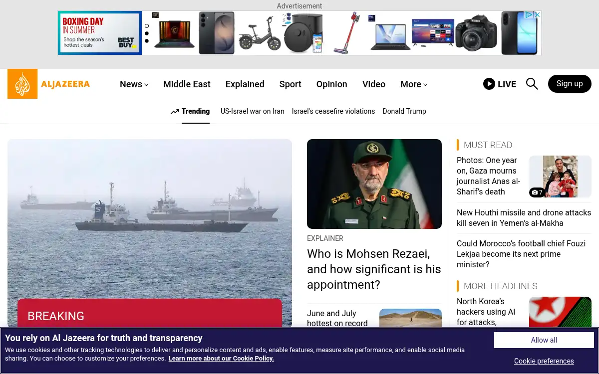 Final screenshot of https://www.aljazeera.com