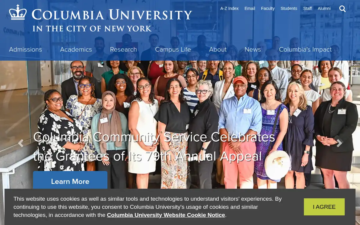 Final screenshot of https://www.columbia.edu