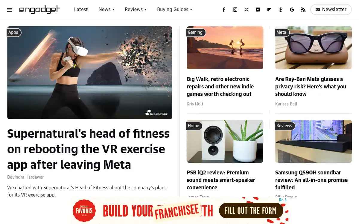 Final screenshot of https://www.engadget.com