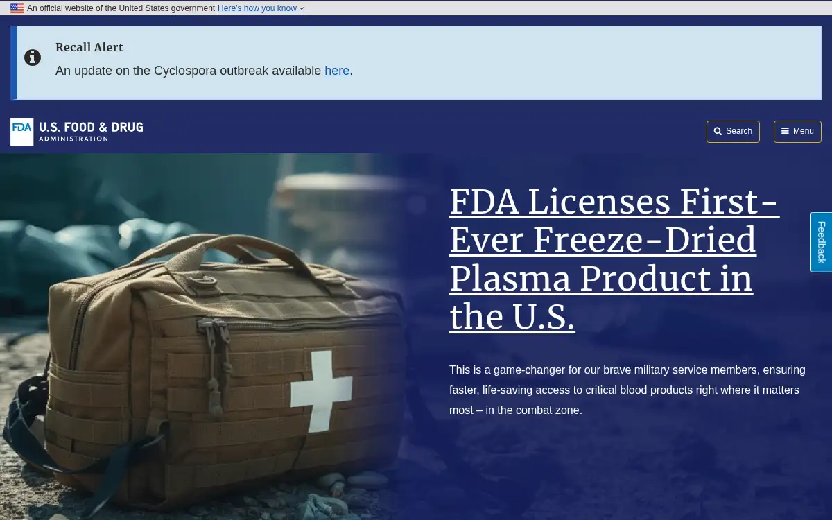 Final screenshot of https://www.fda.gov