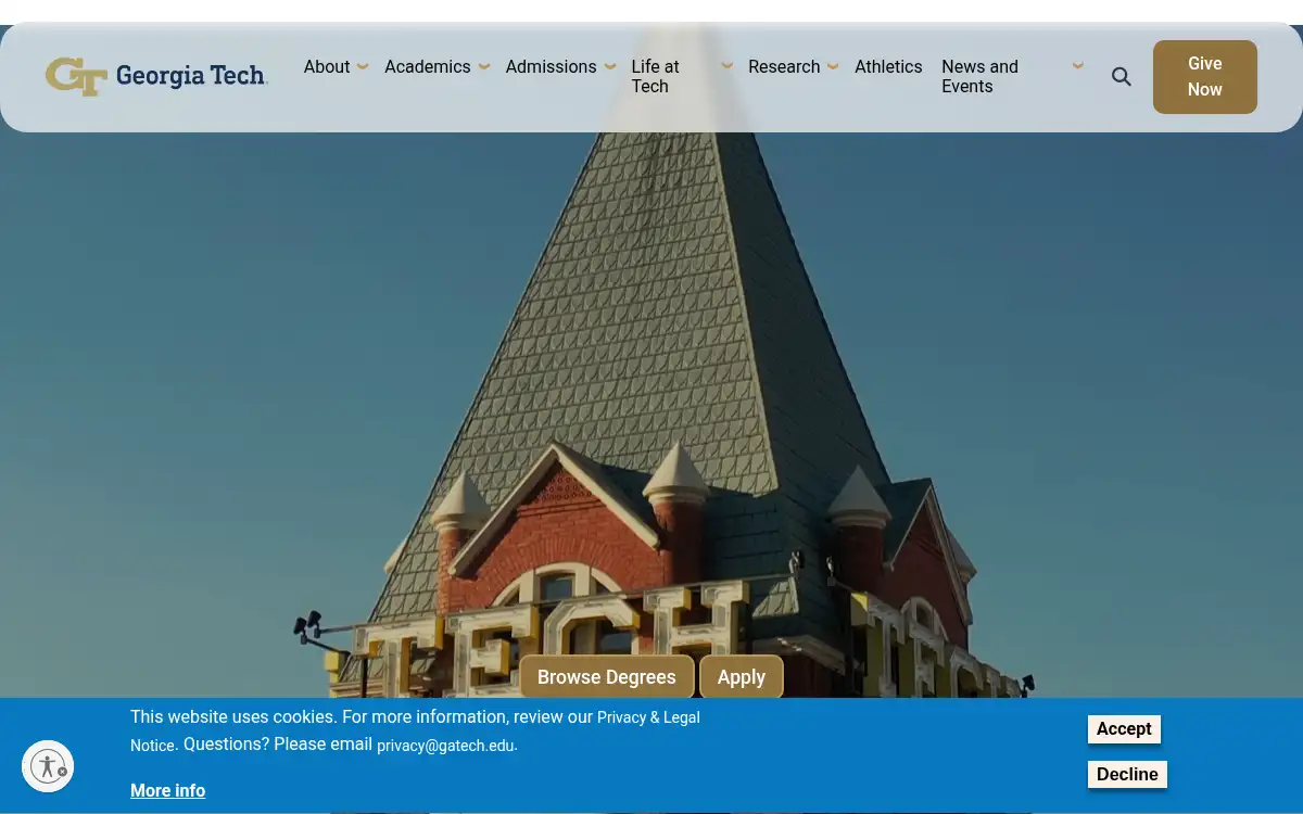 Final screenshot of https://www.gatech.edu
