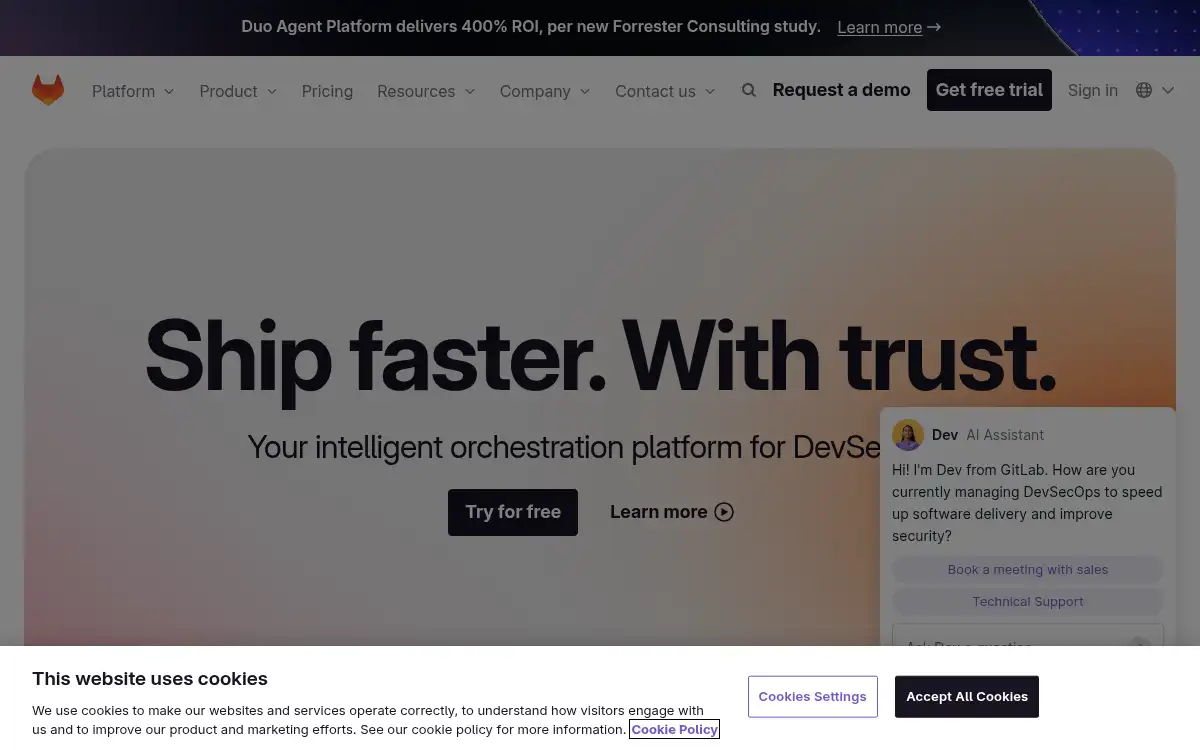 Final screenshot of https://www.gitlab.com