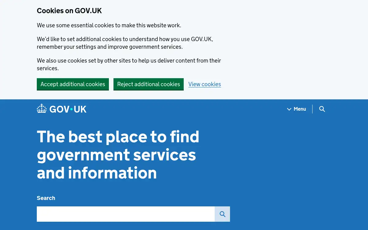 Final screenshot of https://www.gov.uk/