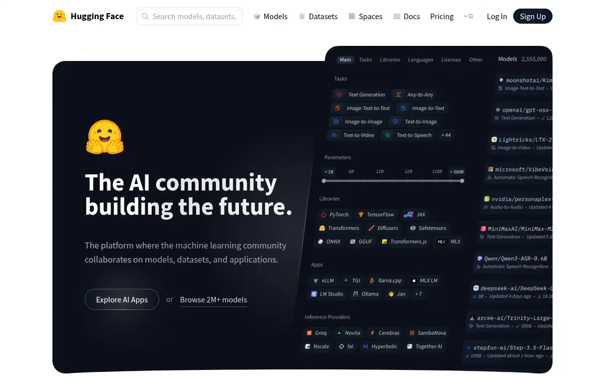 Final screenshot of https://www.huggingface.co