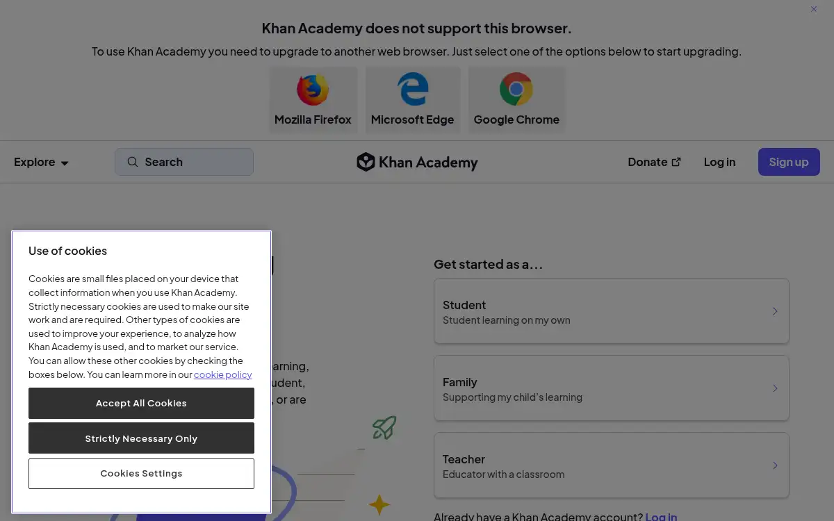 Final screenshot of https://www.khanacademy.org