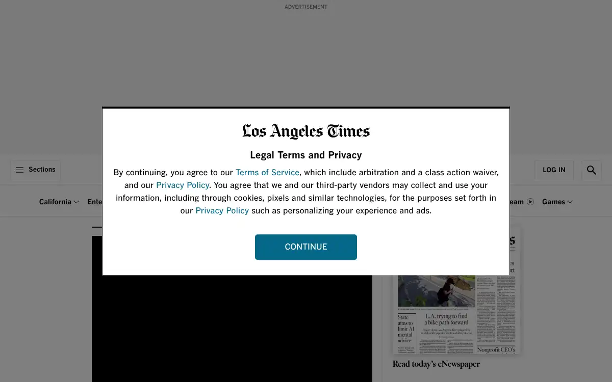Final screenshot of https://www.latimes.com