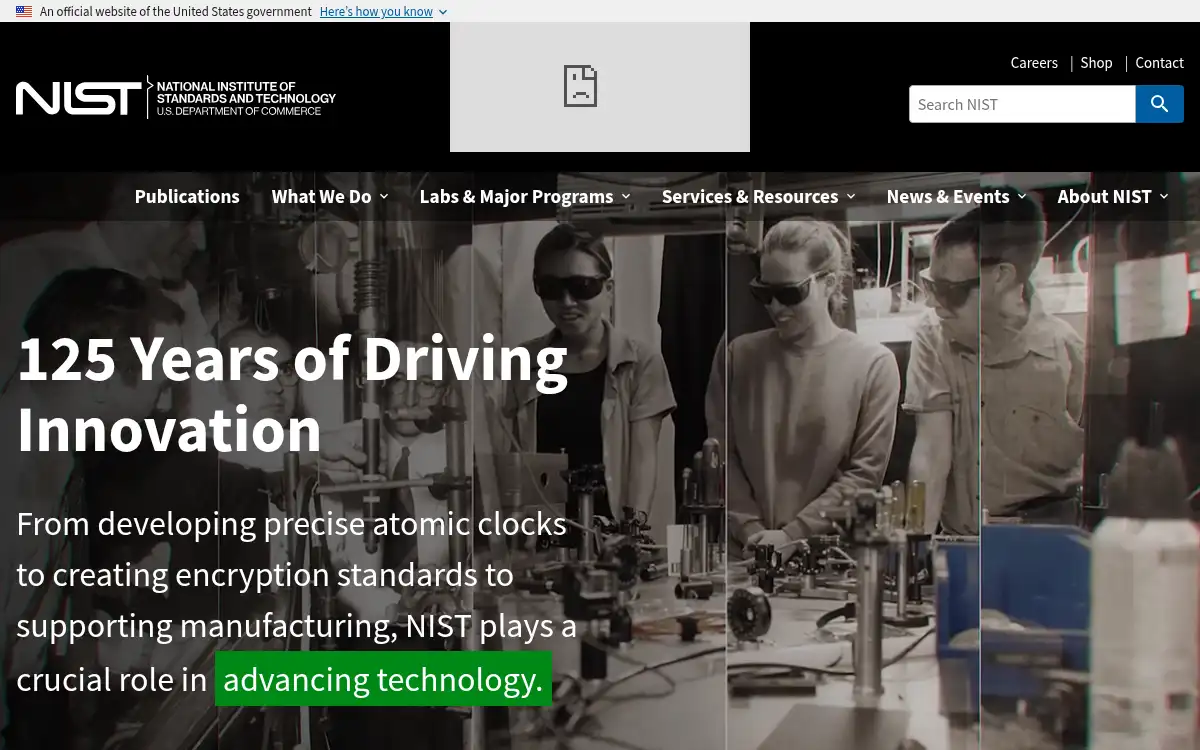 Final screenshot of https://www.nist.gov