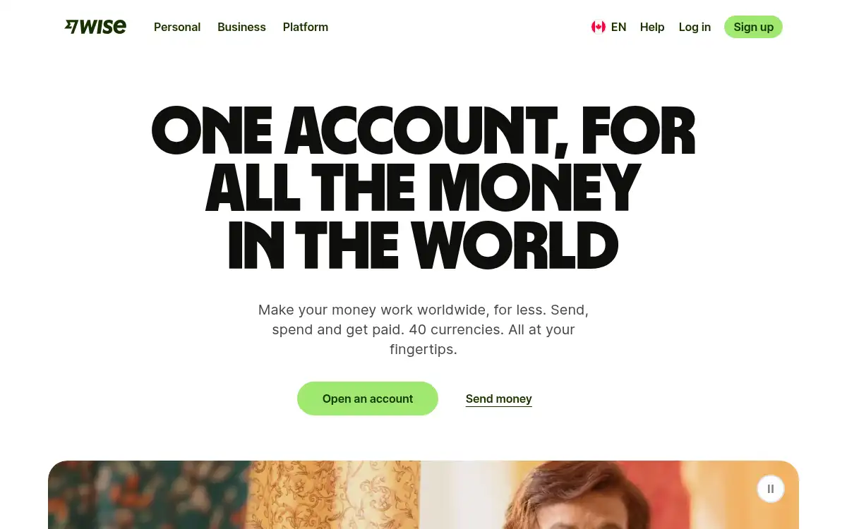 www.wise.com screenshot