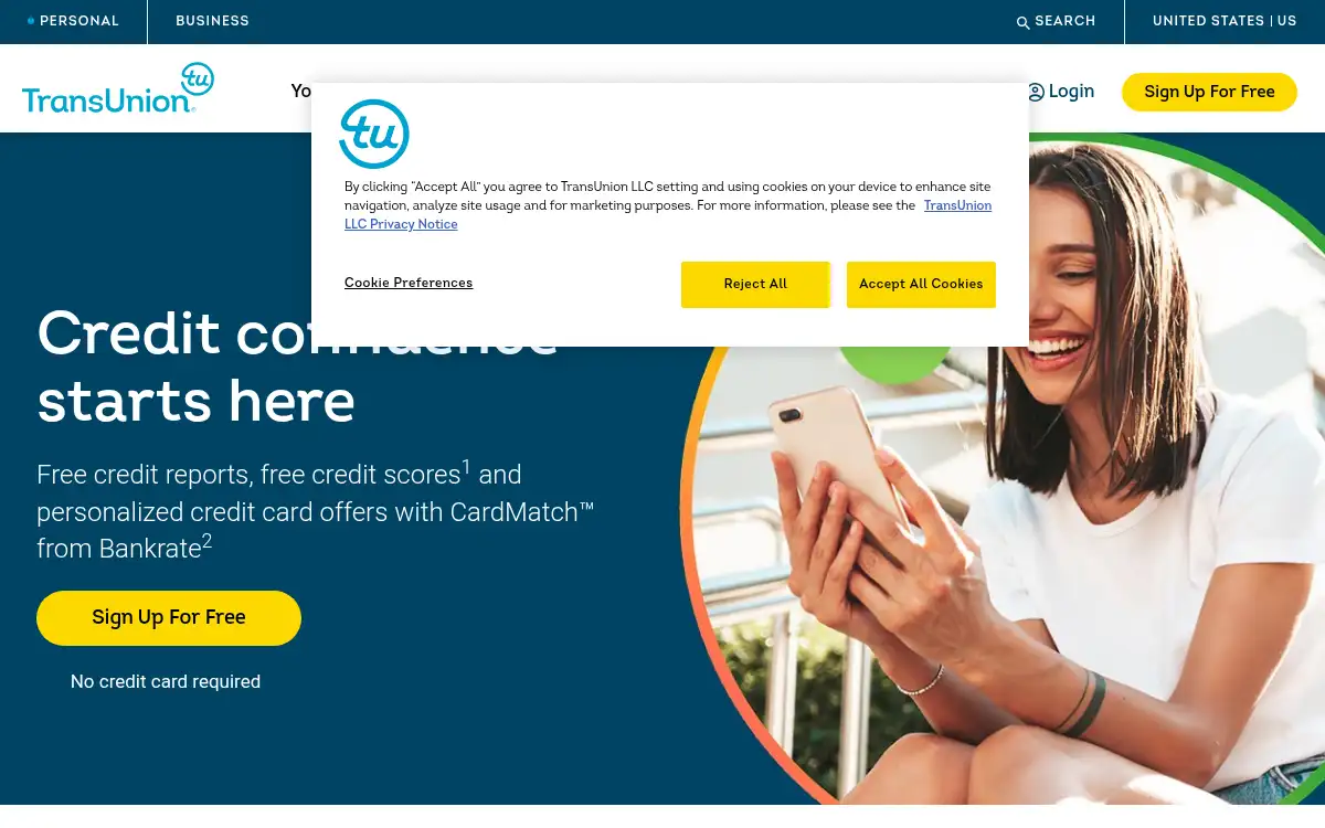 www.transunion.com screenshot
