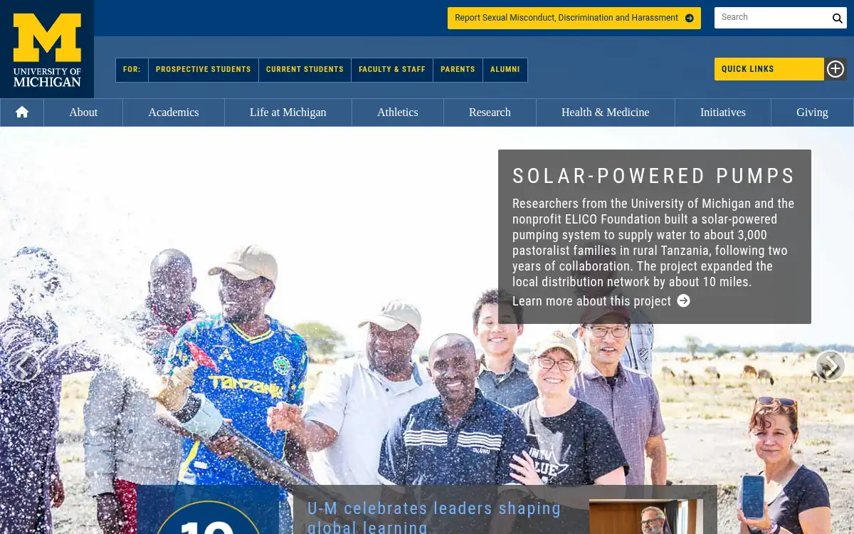 www.umich.edu screenshot