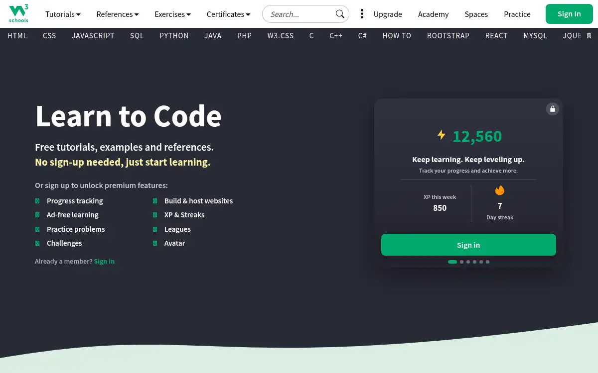 www.w3schools.com screenshot