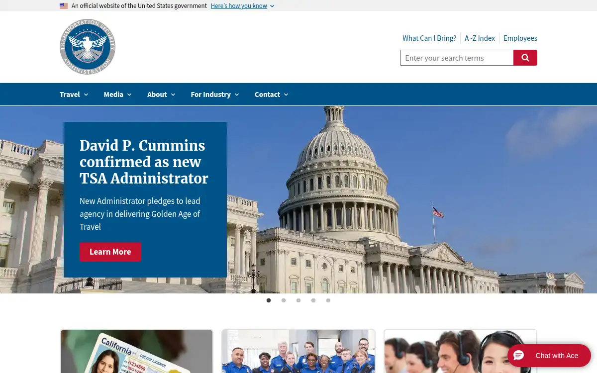 www.tsa.gov screenshot