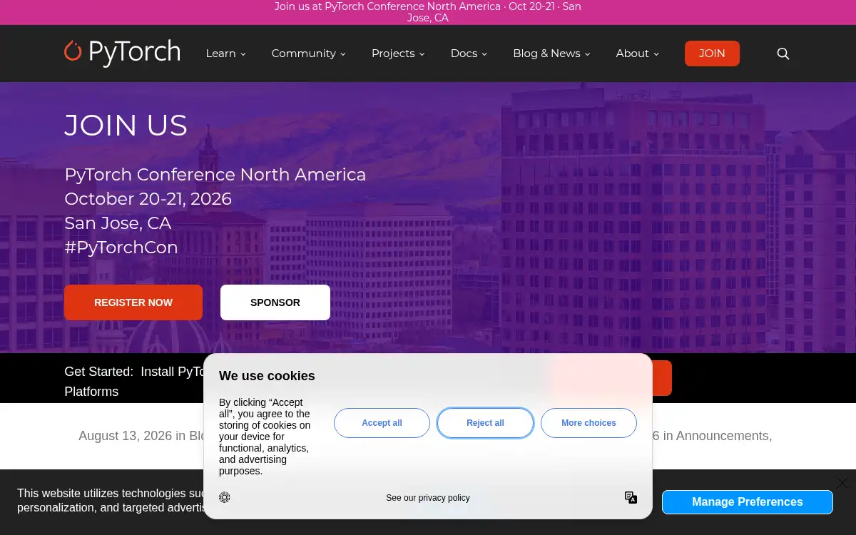 www.pytorch.org screenshot