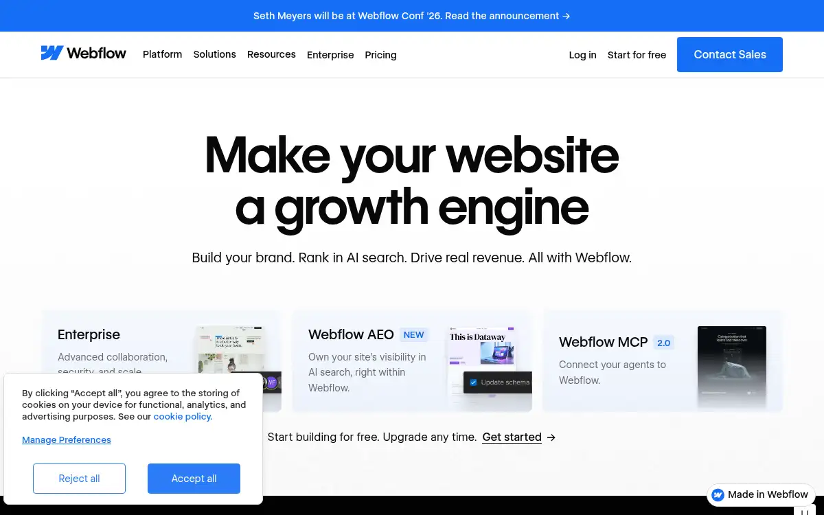 www.webflow.com screenshot
