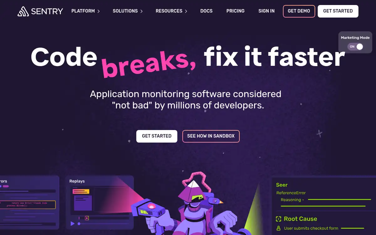 www.sentry.io screenshot