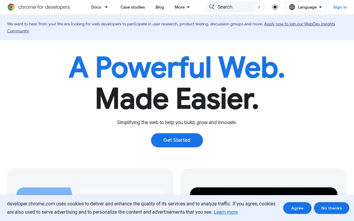 developer.chrome.com screenshot