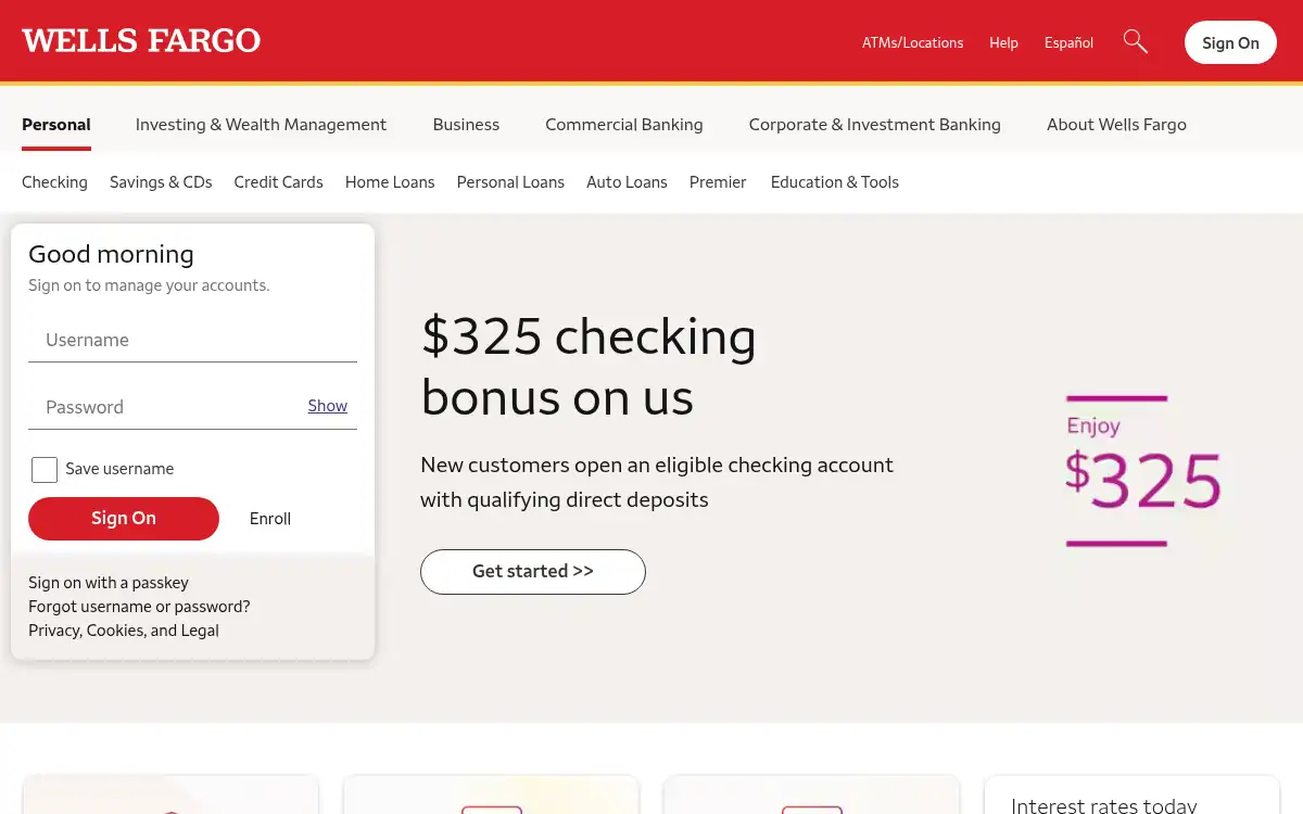 www.wellsfargo.com screenshot