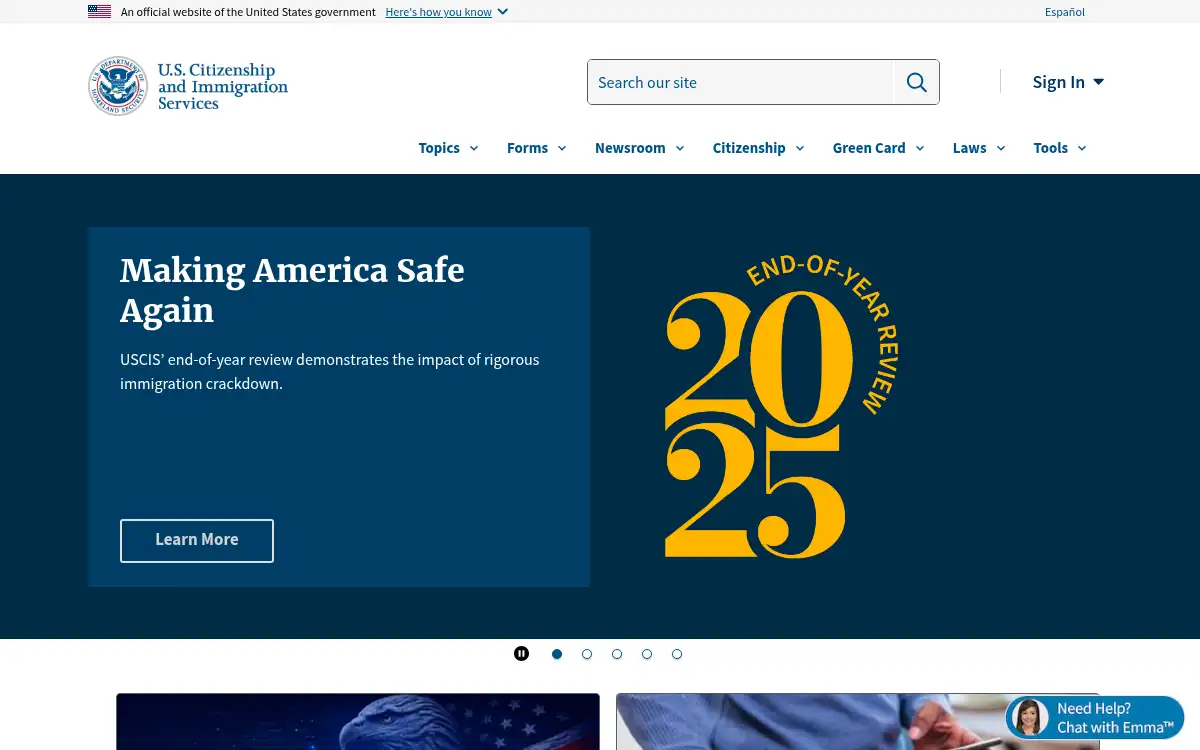 www.uscis.gov screenshot