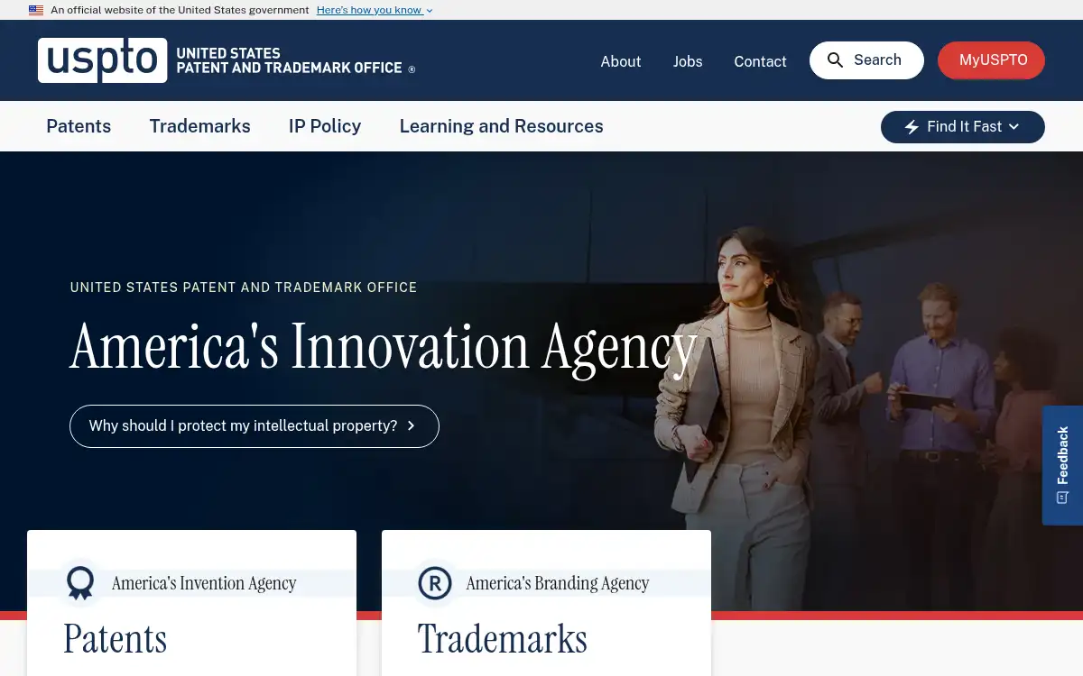 www.uspto.gov screenshot
