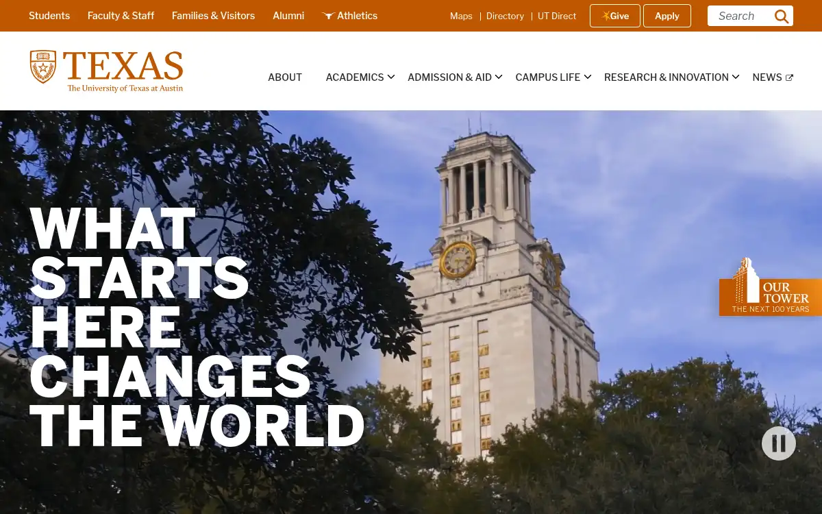 www.utexas.edu screenshot