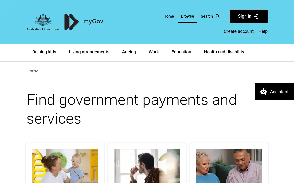 australia.gov.au screenshot