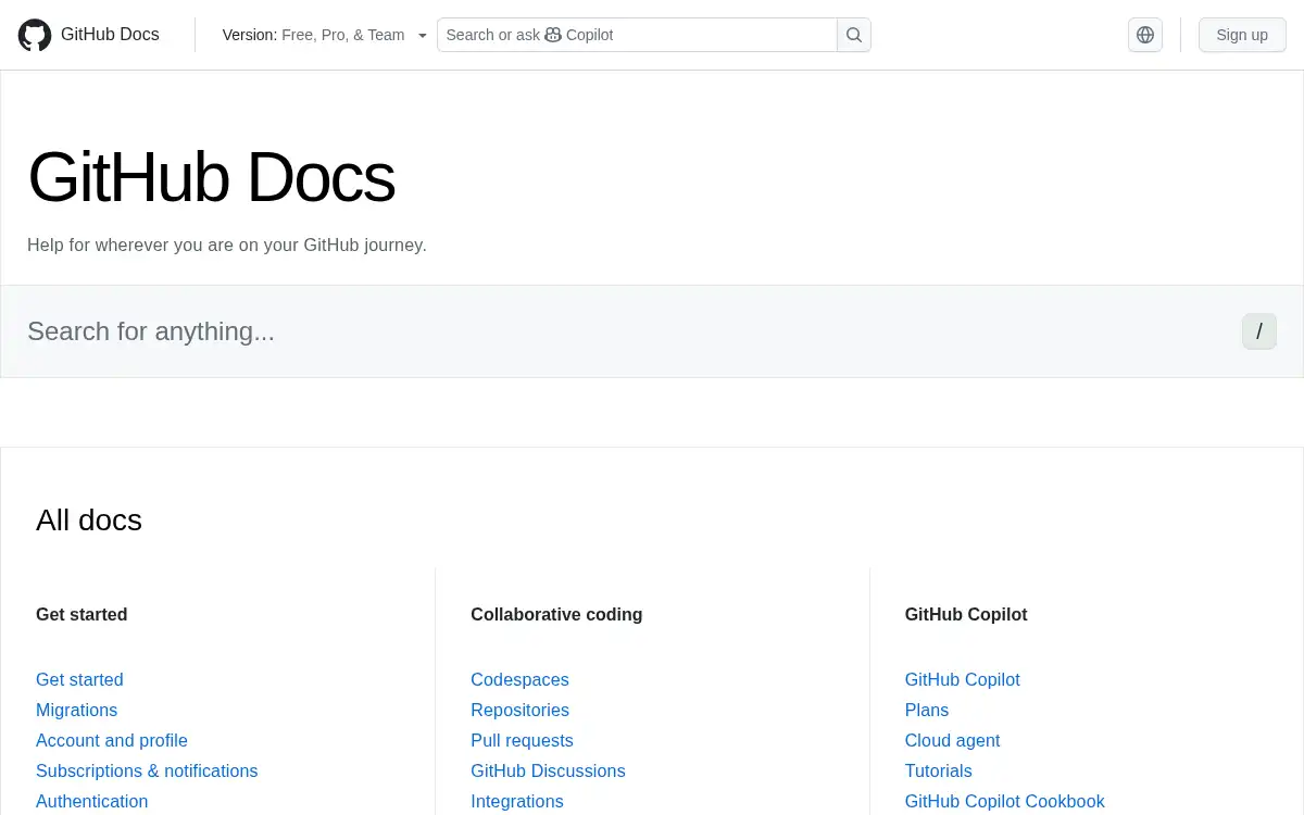 docs.github.com screenshot