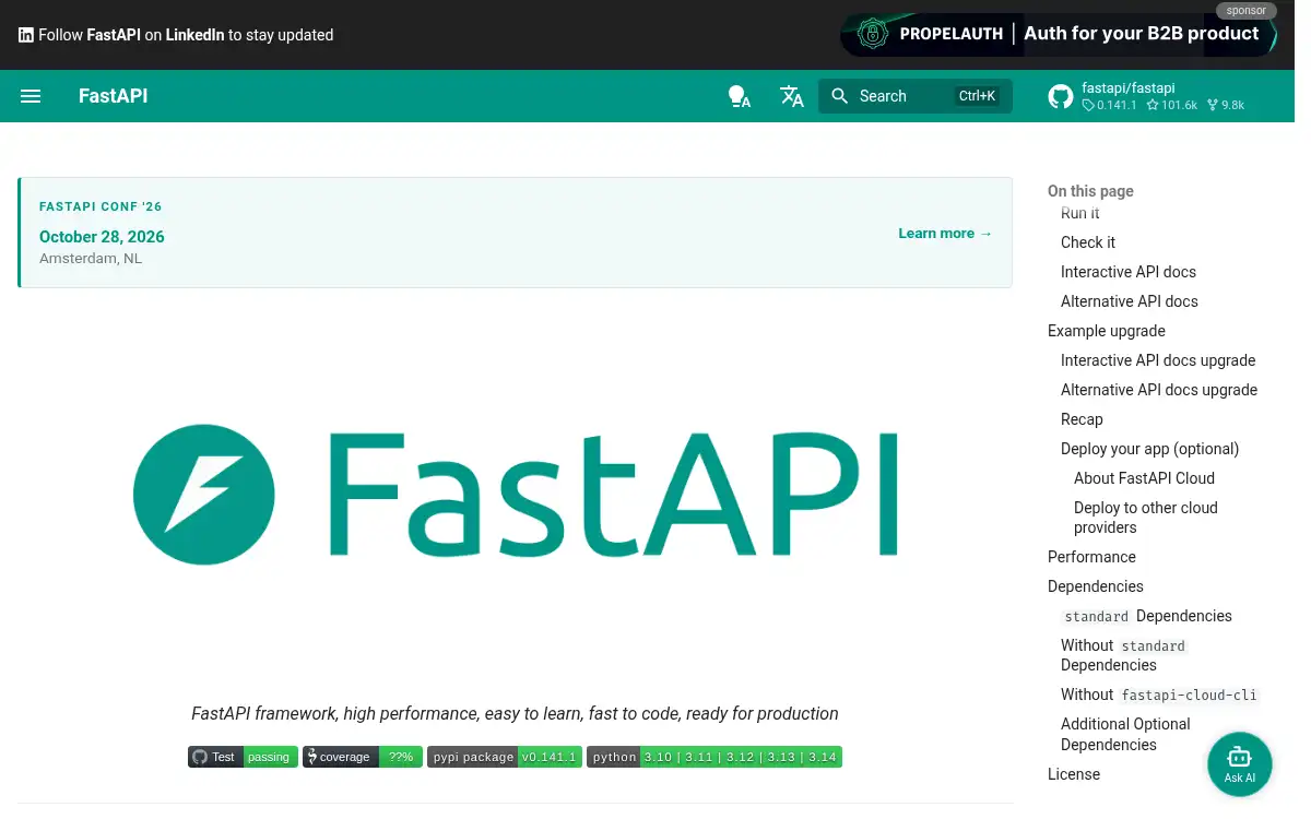 fastapi.tiangolo.com screenshot
