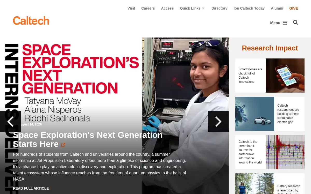 www.caltech.edu screenshot